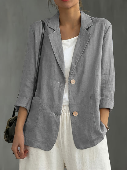 Blazer Feminino Alfaiataria Manga 3/4 com Dois Botões Executivo Casual