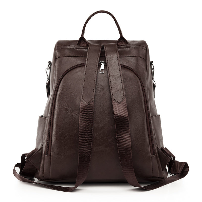 Mochila Feminina Couro Sintético Alça Colorida Trabalho Escola Viagem