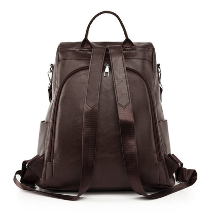Mochila Feminina Couro Sintético Alça Colorida Trabalho Escola Viagem