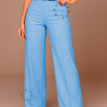 Calça Pantalona Social Alfaiataria Feminina com Cinto