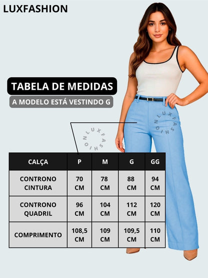 Calça Pantalona Social Alfaiataria Feminina com Cinto