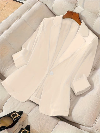 Blazer Feminino Alfaiataria Manga 3/4 com Um Botão Executivo Casual