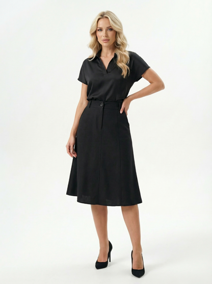 Saia Midi Godê Viscolinho Feminina Elegante