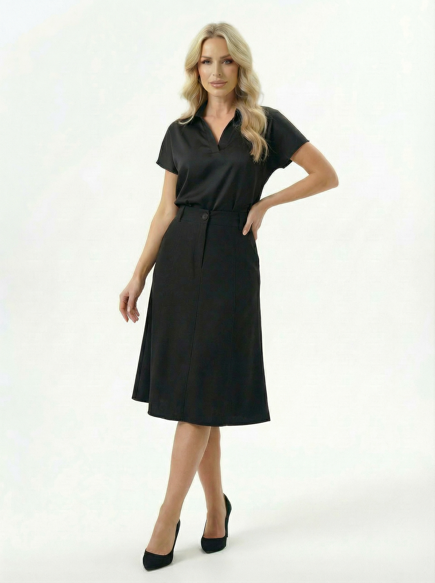 Saia Midi Godê Viscolinho Feminina Elegante