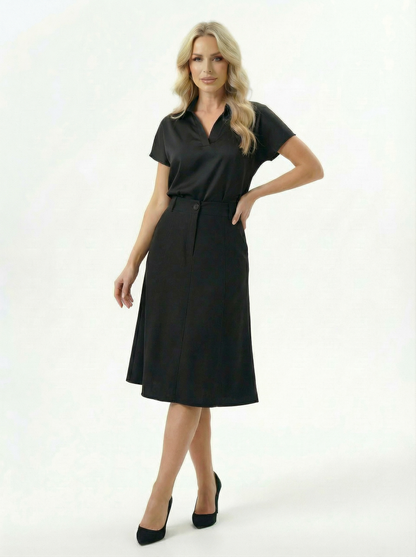 Saia Midi Godê Viscolinho Feminina Elegante
