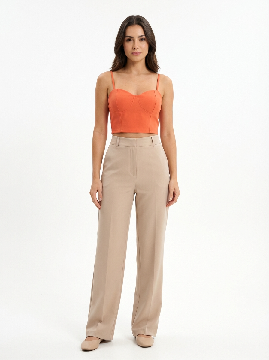 Top Cropped Feminino com Bojo e Zíper Frontal Alças Finas Moderno