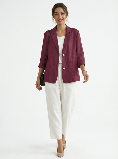 Blazer Feminino Alfaiataria Manga 3/4 com Dois Botões Executivo Casual