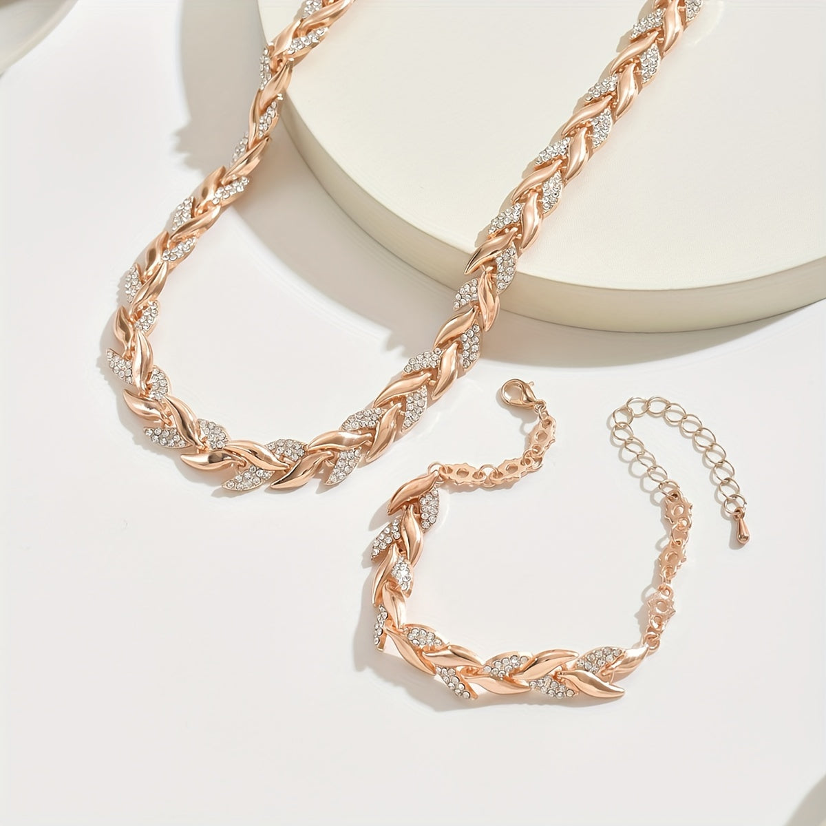 Kit Joias Feminino Vidro Strass Sereia Pulseira Colar Brincos Elegante Luxo