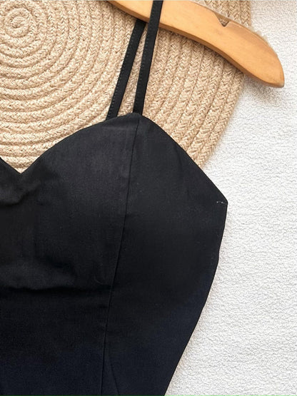 Top Cropped Feminino com Bojo e Zíper Frontal Alças Finas Moderno