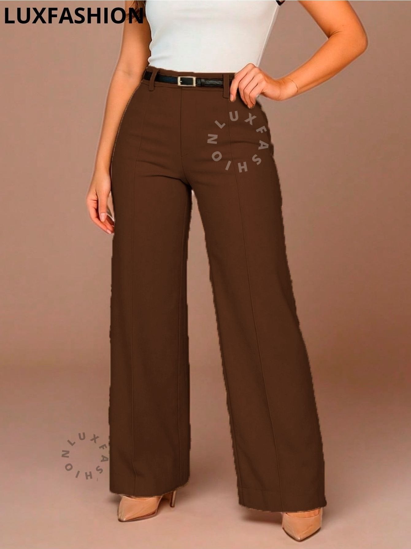 Calça Pantalona Social Alfaiataria Feminina com Cinto