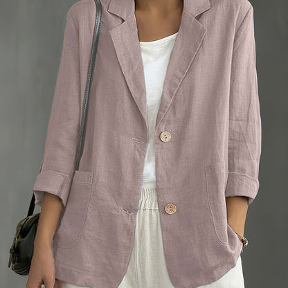 Blazer Feminino Alfaiataria Manga 3/4 com Dois Botões Executivo Casual