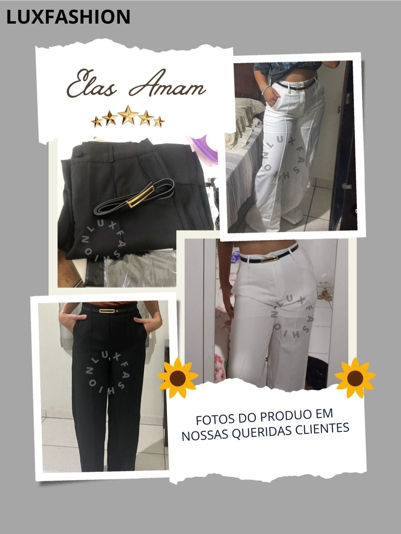 Calça Pantalona Social Alfaiataria Feminina com Cinto
