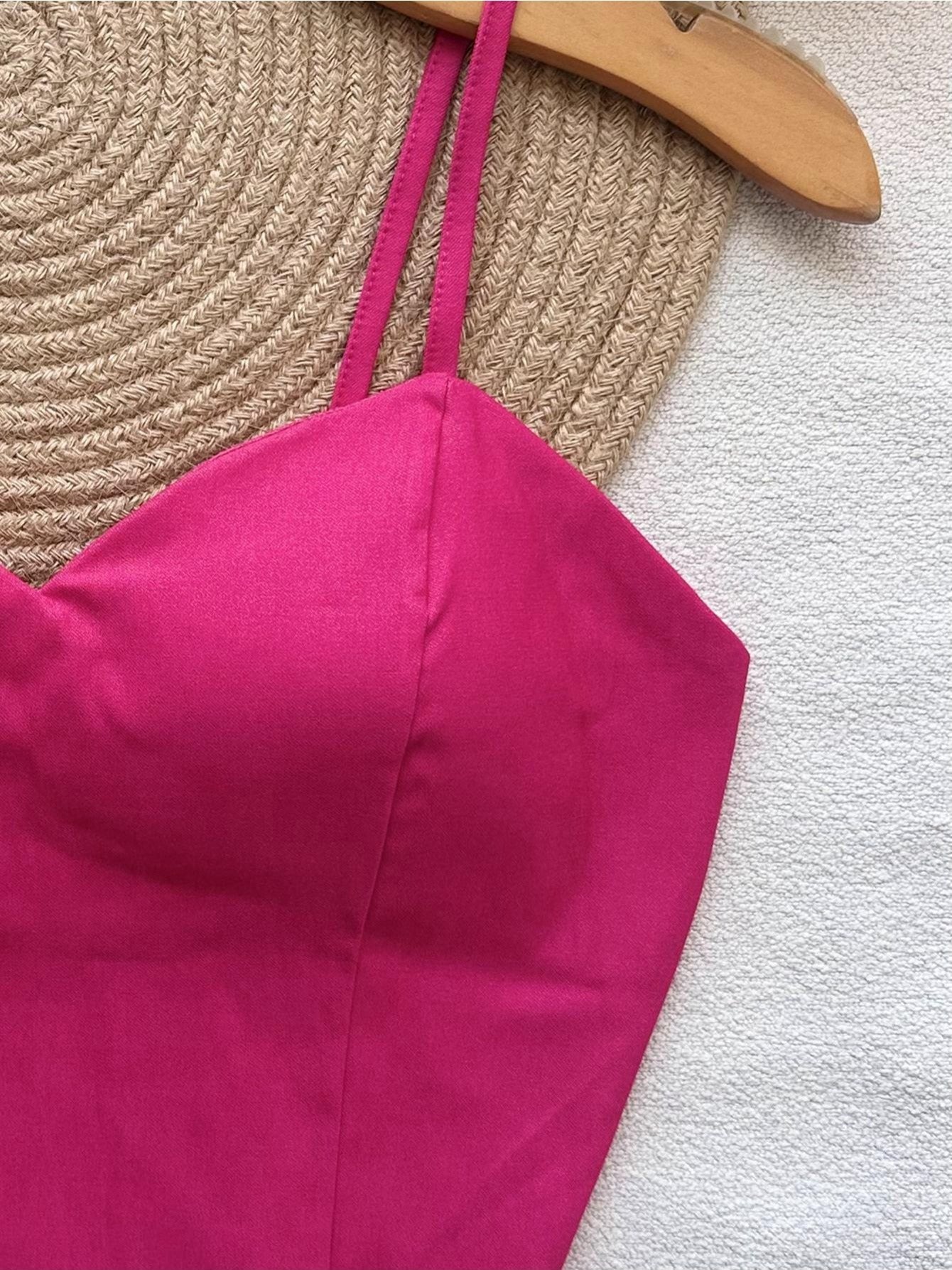 Top Cropped Feminino com Bojo e Zíper Frontal Alças Finas Moderno