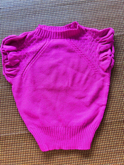 Blusa Tricot Feminina Gola Alta com Babados nas Mangas Sem Mangas