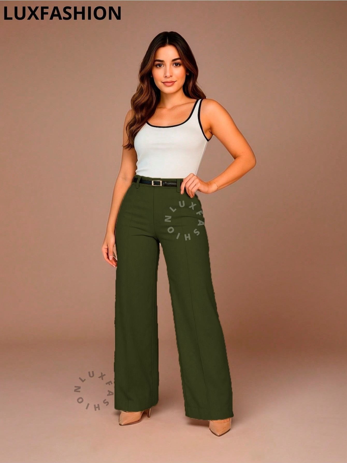 Calça Pantalona Social Alfaiataria Feminina com Cinto