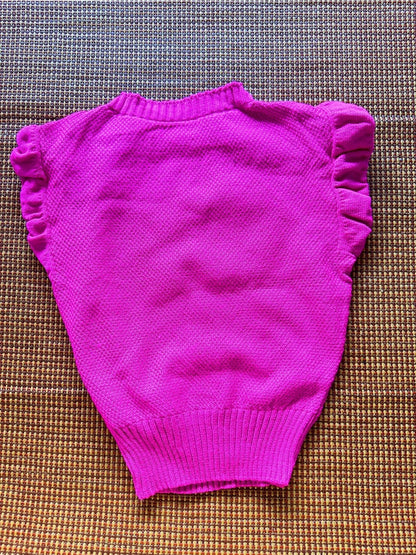 Blusa Tricot Feminina Gola Alta com Babados nas Mangas Sem Mangas