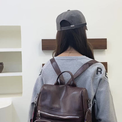 Mochila Feminina Couro Sintético Alça Colorida Trabalho Escola Viagem