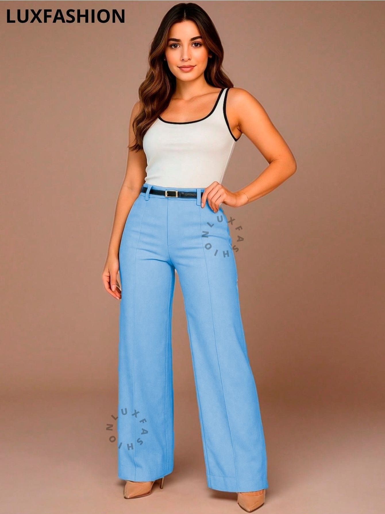 Calça Pantalona Social Alfaiataria Feminina com Cinto