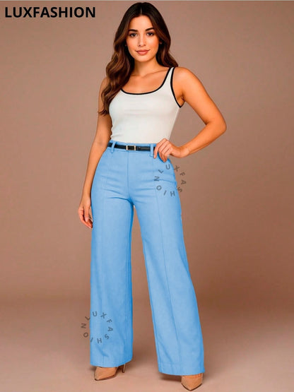 Calça Pantalona Social Alfaiataria Feminina com Cinto