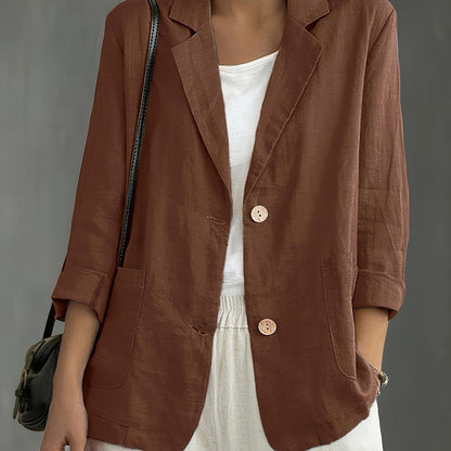 Blazer Feminino Alfaiataria Manga 3/4 com Dois Botões Executivo Casual