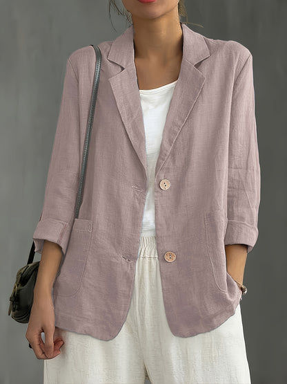 Blazer Feminino Alfaiataria Manga 3/4 com Dois Botões Executivo Casual