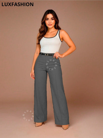 Calça Pantalona Social Alfaiataria Feminina com Cinto