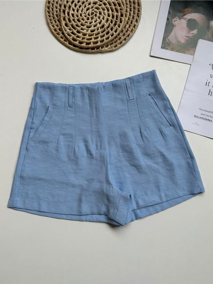Conjunto Feminino Alfaiataria Top Cropped e Shorts com Pregas Casual