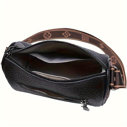 Bolsa Feminina Couro Legítimo Transversal com Alça Ajustável Minimalista