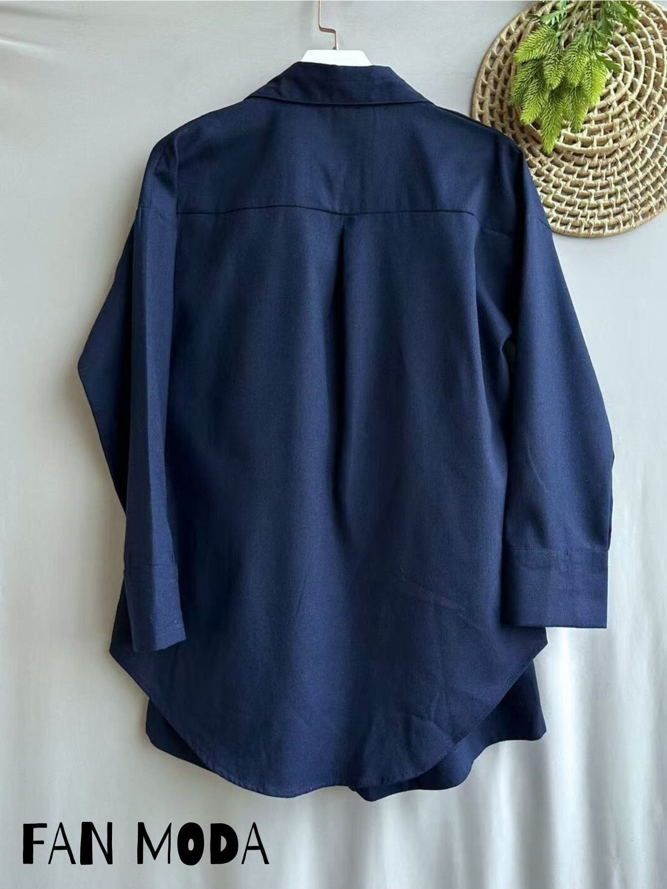 Conjunto Feminino Linho Camisa Manga Longa e Shorts Cintura Elástica Casual