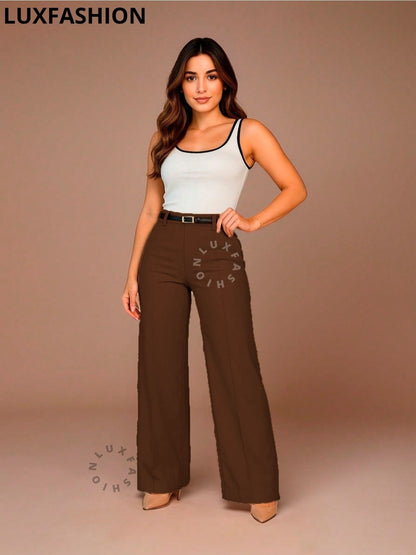 Calça Pantalona Social Alfaiataria Feminina com Cinto