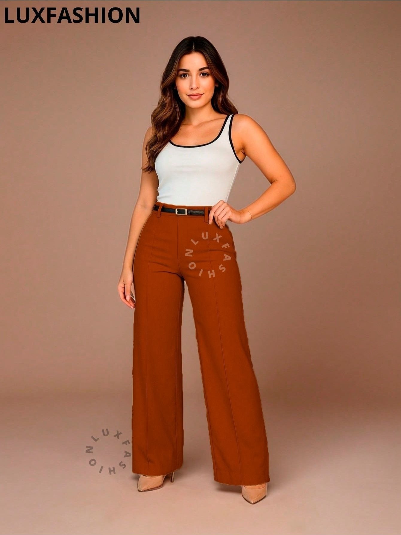Calça Pantalona Social Alfaiataria Feminina com Cinto