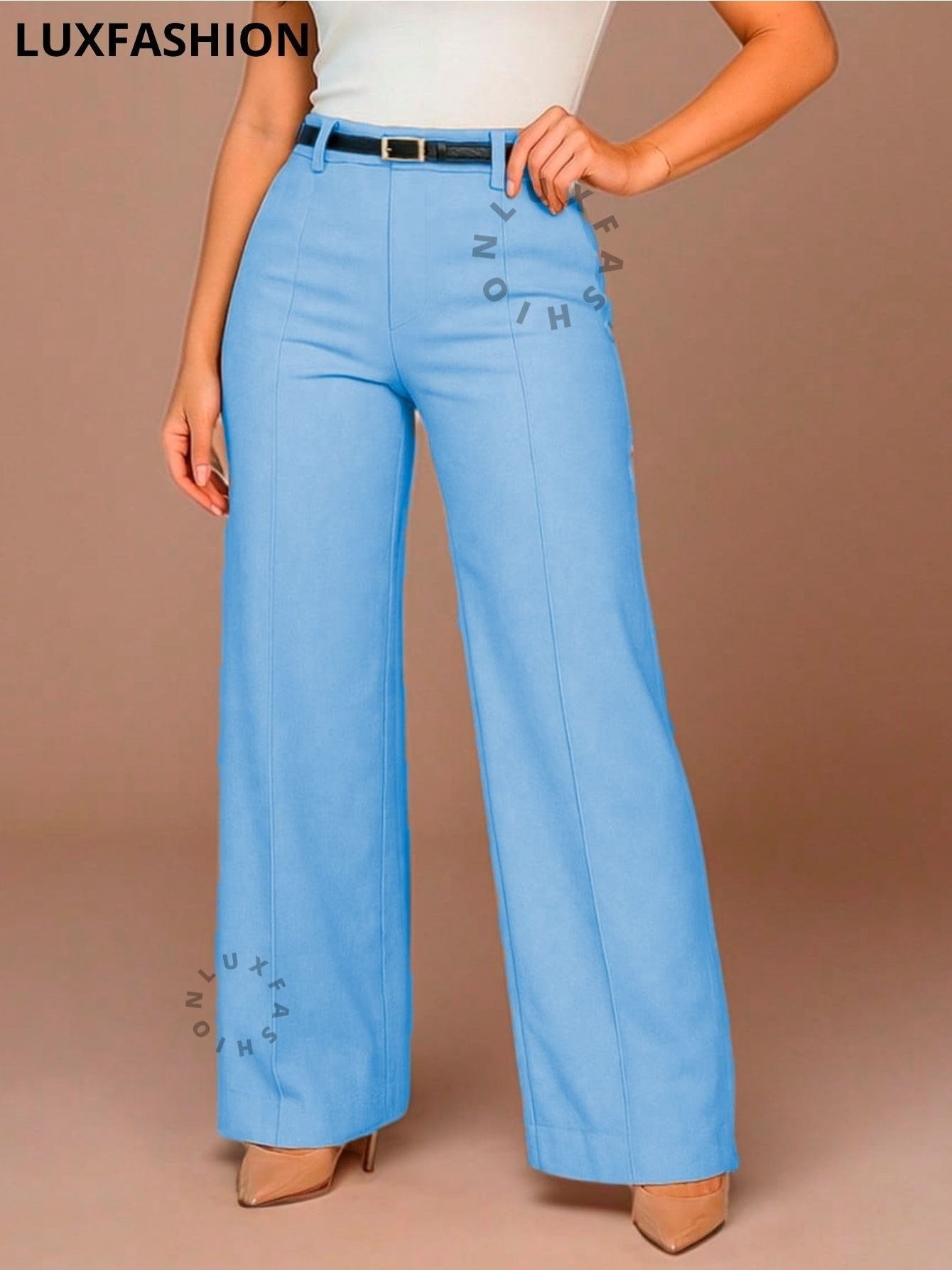 Calça Pantalona Social Alfaiataria Feminina com Cinto