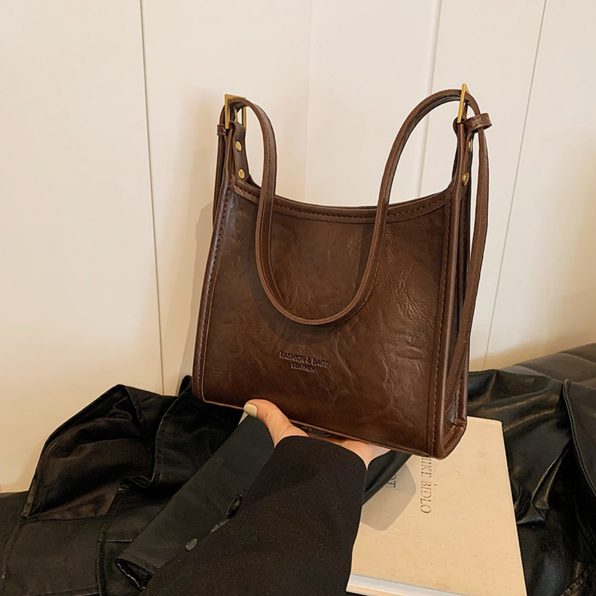 Bolsa Feminina Couro Legítimo Vintage Tote Grande Outono Inverno Versátil
