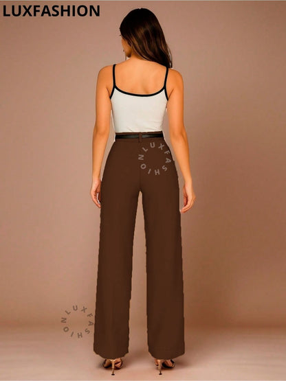 Calça Pantalona Social Alfaiataria Feminina com Cinto