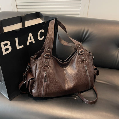 Bolsa Feminina Couro Legítimo Tote Grande Vintage Transversal Versátil