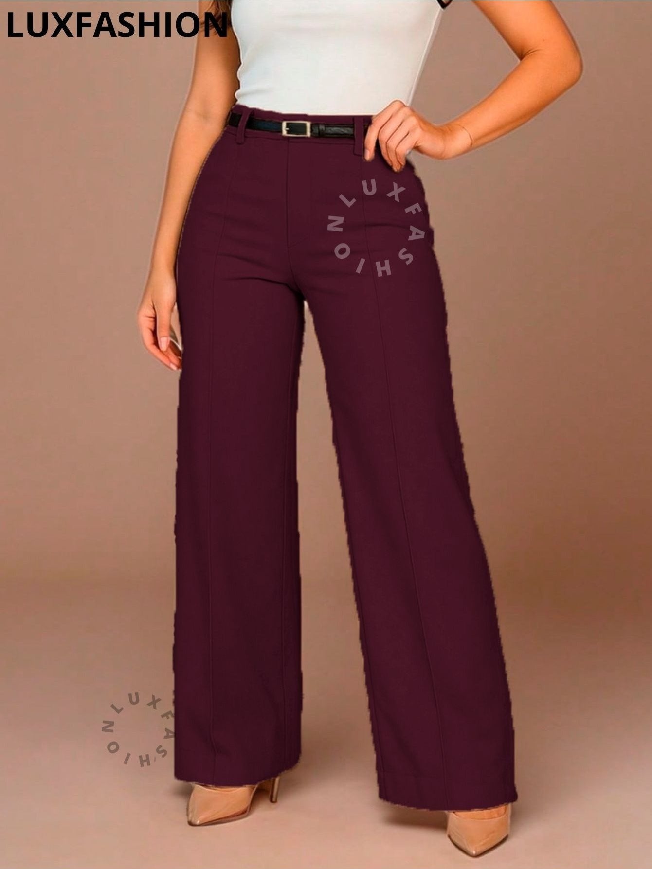 Calça Pantalona Social Alfaiataria Feminina com Cinto