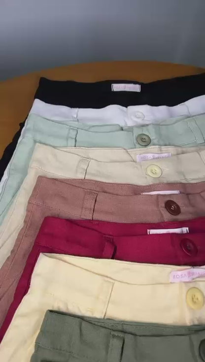 Short Alfaiataria Curto Linho Premium com Bolsos
